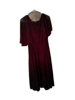 Danny & Nicole Red Ombre Glitter Mesh Capelet Formal Gown Size 12